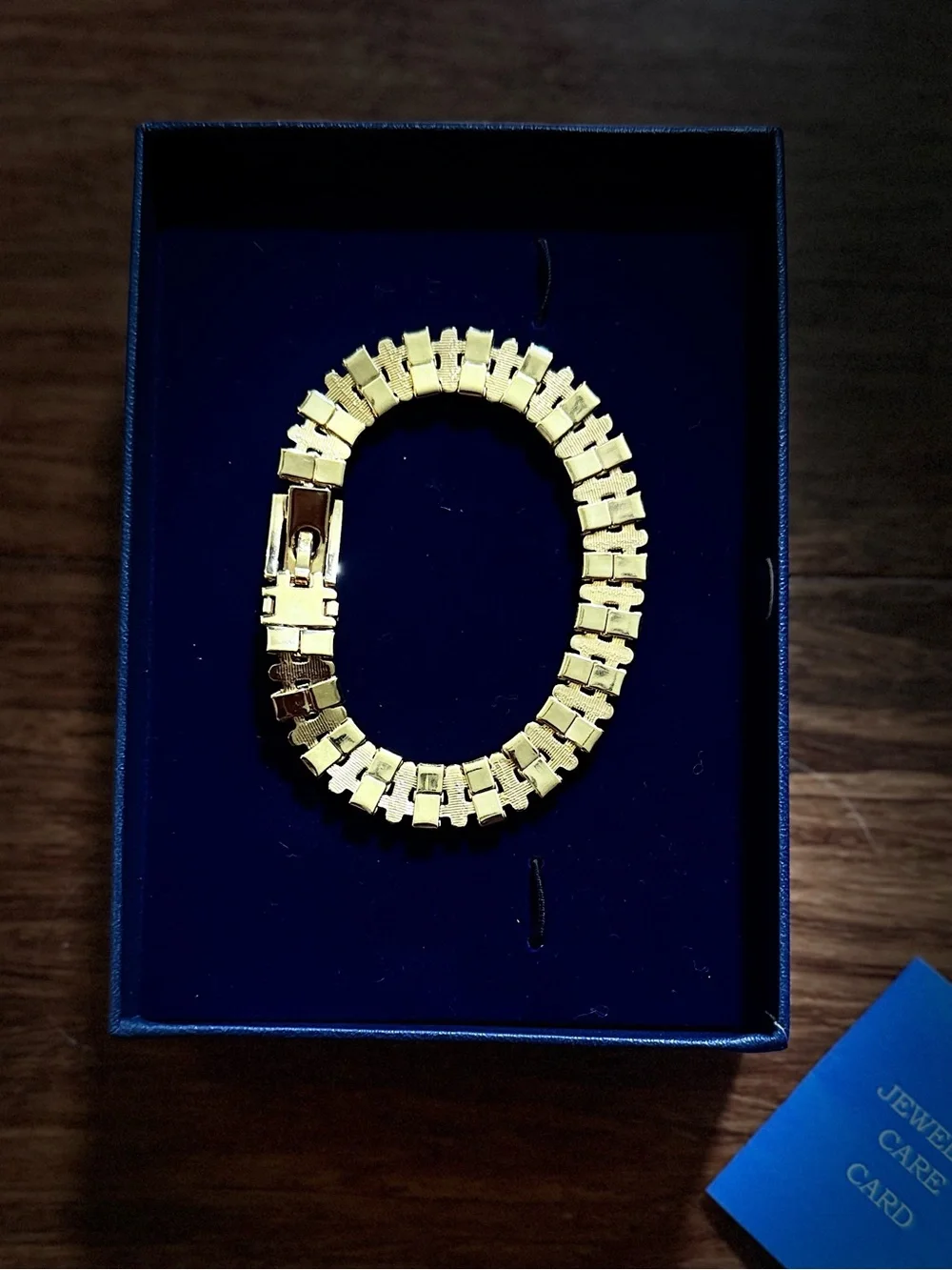 NIB Vintage Art Deco Gold Silver Two-Tone Metal Buckle Roped Bar Link Bracelet